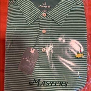 Masters Green and White Striped Polo Shirt